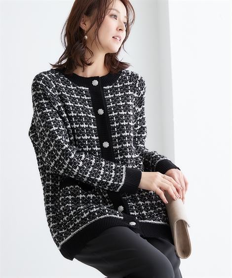 ニット セーター レディース ビジューボタン使いラメ Hana服 S/M/L ニッセン nissen ビジューボタン使いラメニット【Hana服】 通販【ニッセン】