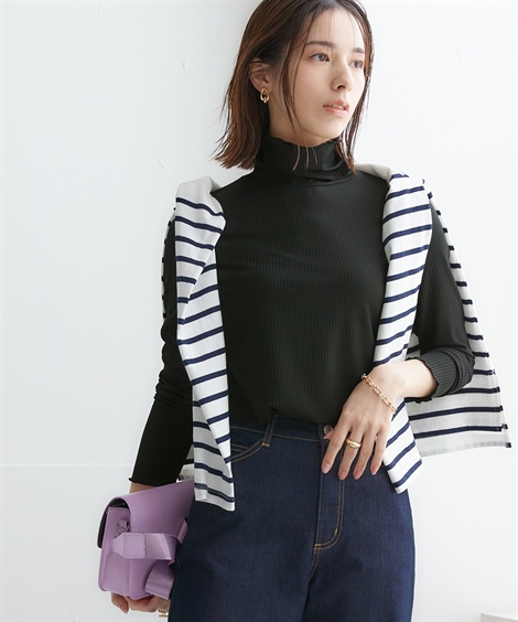 美品 24aw NON TOKYO プリント フレア リブ ハイネックカットソー 美品 24aw NON TOKYO プリント フレア リブ ハイネックカットソー