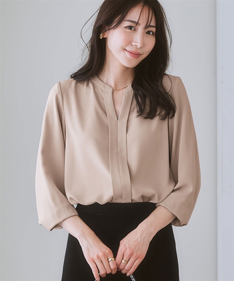 あきになります anayiサテンタックスキッパーブラウス AZUL BY MOUSSY | タックスキッパーブラウス (シャツ・ブラウス