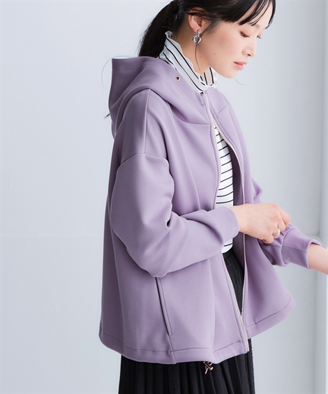 ニッセン（nissen） パーカー レディース なめらかポンチ素材 ジップ