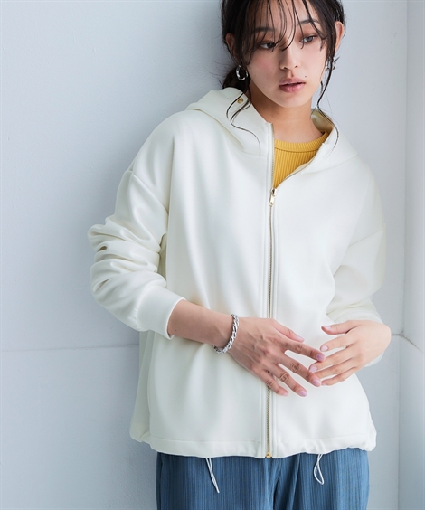 ニッセン（nissen） パーカー レディース なめらかポンチ素材 ジップ