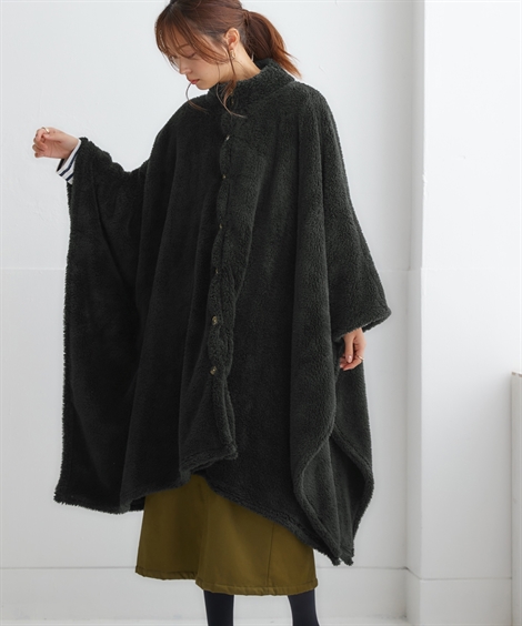 ニッセン（nissen） アウター レディース 両面ボアフリースポンチョ