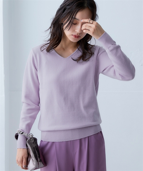 ニッセン（nissen） ニット セーター レディース 洗える Vネック 毛玉