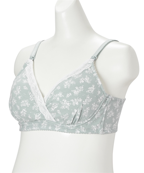 ローズマダム ブラ マタニティ ママ 産前 産後 綿混花柄 授乳 ブラジャー M L ニッセン nissen