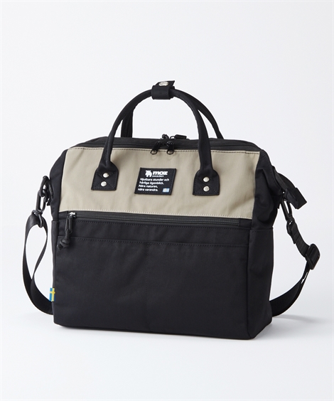 レディース moz モズ ガバッと開く2層構造はっ水2WAY ショルダー バッグ A4対応  斜め掛け かばん バック かわいい おしゃれ グレージュ/ネイビー×アイボリー/黒 ニッセン nissen ニッセン（nissen） レディース moz モズ ガバッと開く2層構造はっ水
