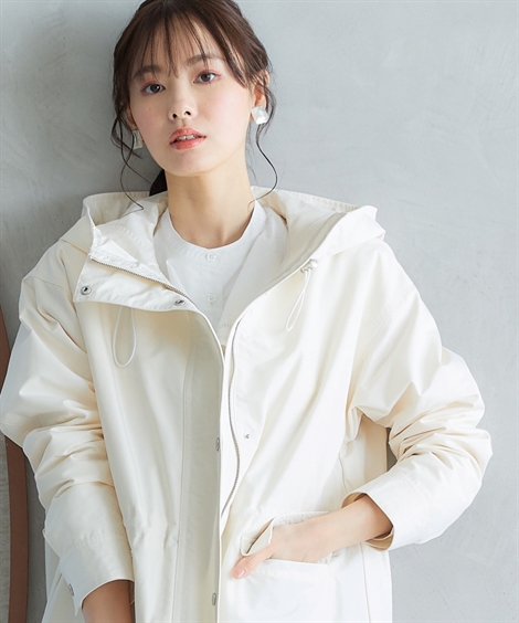 ジャケット アウター 大きいサイズ レディース マウンテン パーカー miclat アイボリー/黒 L/LL/3L/4L/5L ニッセン nissen ニッセン（nissen） ジャケット アウター 大きいサイズ レディース