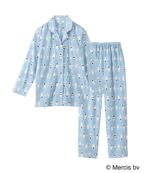 パジャマ 大きいサイズ レディース ミッフィー 綿混 長袖 総柄 セットアップ 女性 4L/5L ニ...