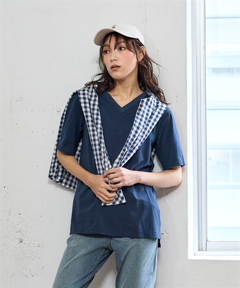 レディース 綿100％ リンガーTシャツ 有 GEVS. 夏 | M〜5L | ニッセン nissen 綿100％リンガーTシャツ＜大きいサイズ有＞GEVS. 通販【ニッセン】