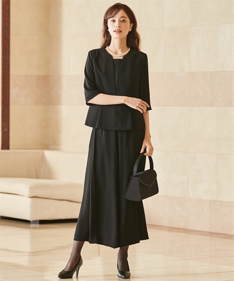 喪服フォーマルスーツ  8L 楽天市場】日本製 喪服 レディース スーツ ロング丈 ブラック