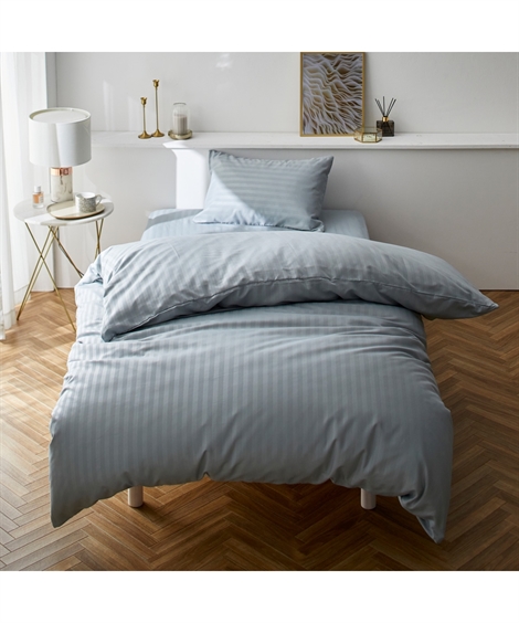 IYAN 【4点セット】ストライプ柄布団カバー/シーツ/枕カバー