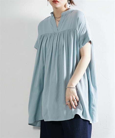シャツ ブラウス レディース スキッパー衿ゆったりサイズ チュニック Soiunique M/L ニッセン nissen｜nissenzai｜02