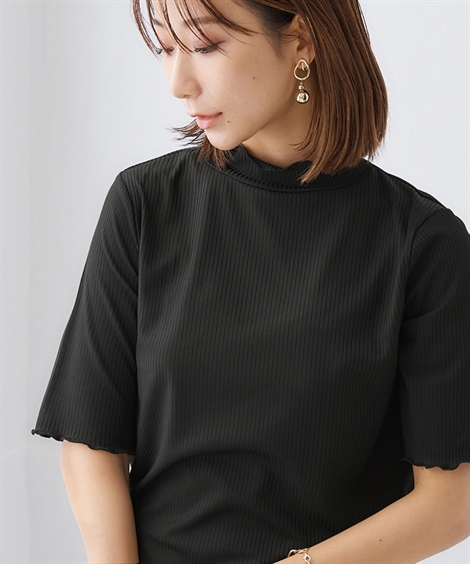ニッセン（nissen） Tシャツ カットソー レディース 細リブ ハイネック