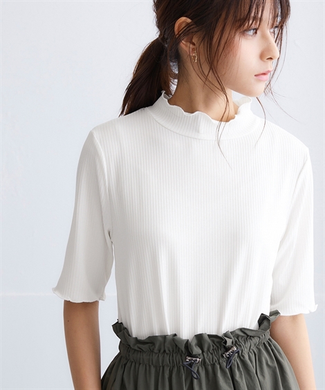 ニッセン（nissen） Tシャツ カットソー レディース 細リブ ハイネック