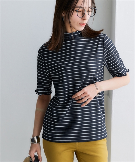NON TOKYO トップス リブ ニッセン（nissen） Tシャツ カットソー レディース 細リブ ハイネック