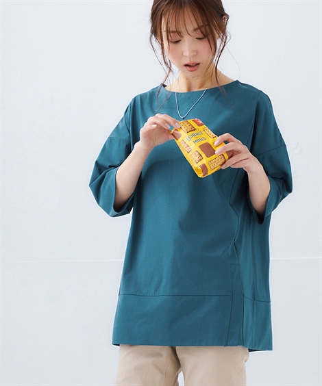 Tシャツ カットソー レディース スリット デザイン 6分袖 トップス 私の味方服 S/M/L/LL...