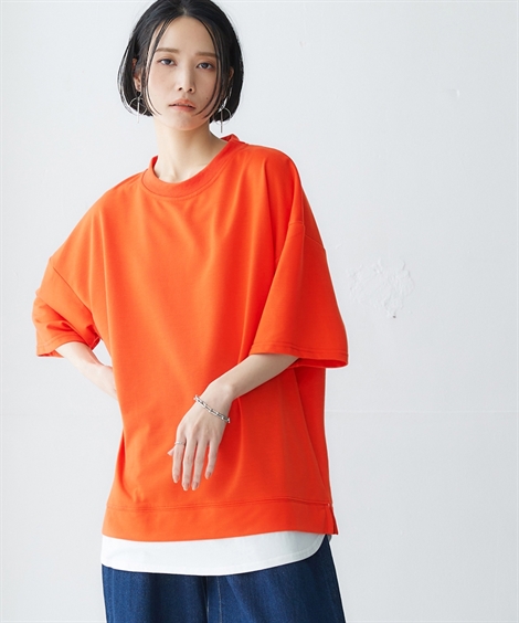 Tシャツ カットソー レディース 重ね着風ゆったり 半袖 トップス Soiunique M/L/LL...