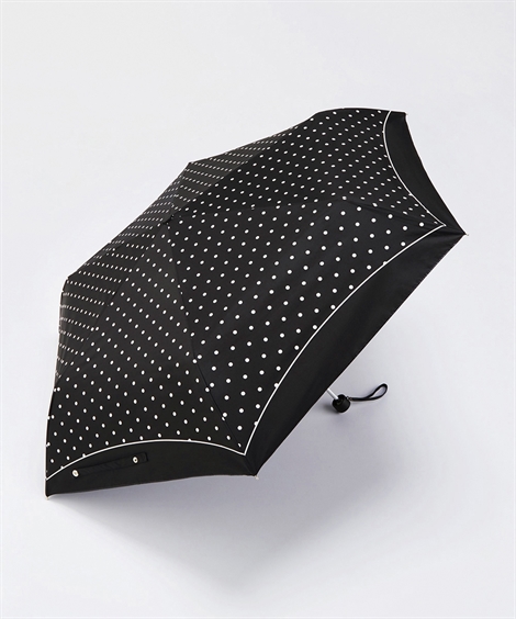 大きいサイズ レディース 晴雨兼用UV軽量ドット柄 折りたたみ 傘 遮光 遮熱 バッグ付き ニッセン...