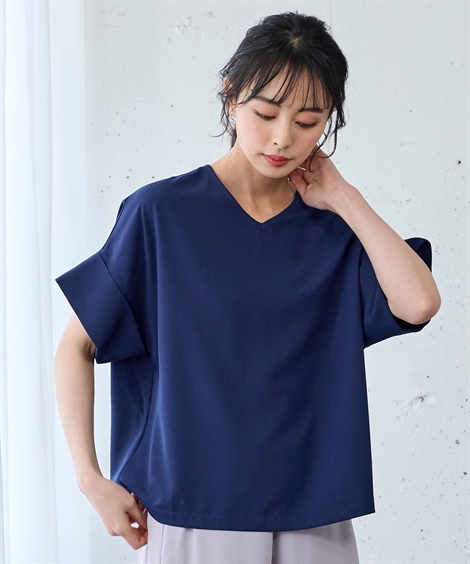 ニッセン シャツ ブラウス 大きいサイズ レディース Vネック 5分 ニッセン シャツ ブラウス 大きいサイズ レディース Vネック 5分