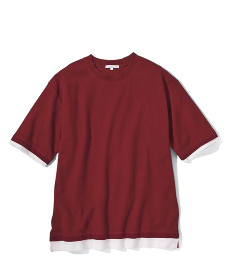 Tシャツ カットソー メンズ 吸汗速乾 オーバーサイズ重ね着風5分袖Tシャツ UVカット 加工 夏 ...