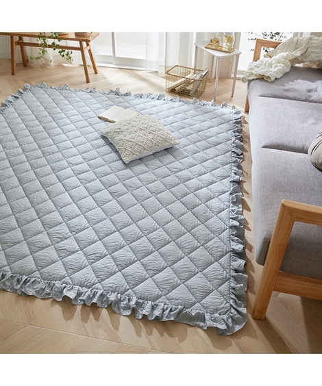 新品☆185×280cm♪コットン100％洗えるキルトラグ☆a816 洗える タオル素材の綿100％ラグ コットンキルト （185×185cm