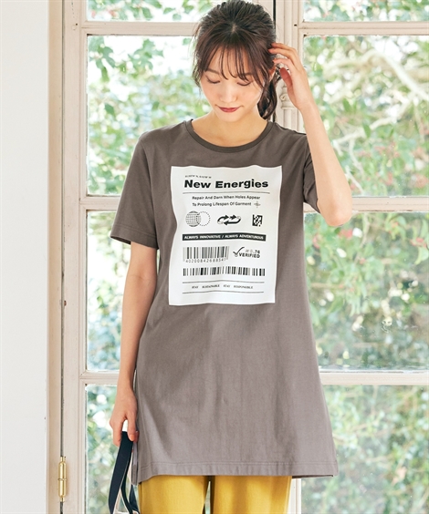 Tシャツ カットソー 大きいサイズ レディース モニターさんと作った 綿100％ Aライン プリント チュニック L/LL/3L/4L/5L ニッセン nissen｜nissenzai｜10