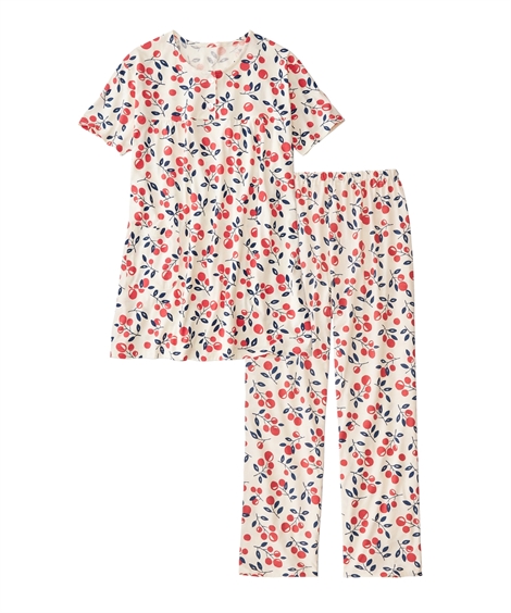 パジャマ 大きいサイズ レディース 綿100％ 薄手がうれしい 半袖 総柄 セットアップ 女性 8L...