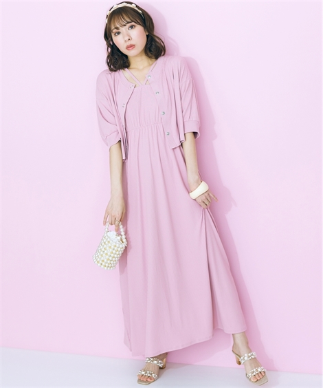 ワンピース ロング マキシ 大きいサイズ レディース ＋ カーディガン セットアップ marun ひざ下 6L/8L/10L ニッセン nissen_2