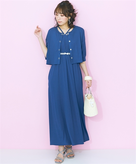 ワンピース ロング マキシ 大きいサイズ レディース ＋ カーディガン セットアップ marun ひざ下 6L/8L/10L ニッセン nissen_3