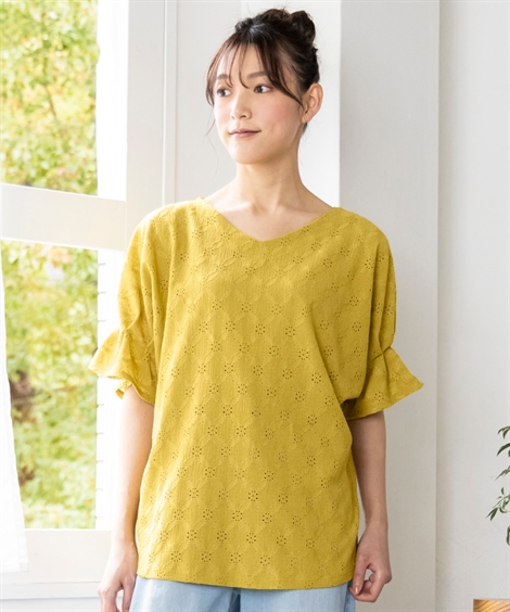 ニッセン Tシャツ カットソー 大きいサイズ レディース 5分袖