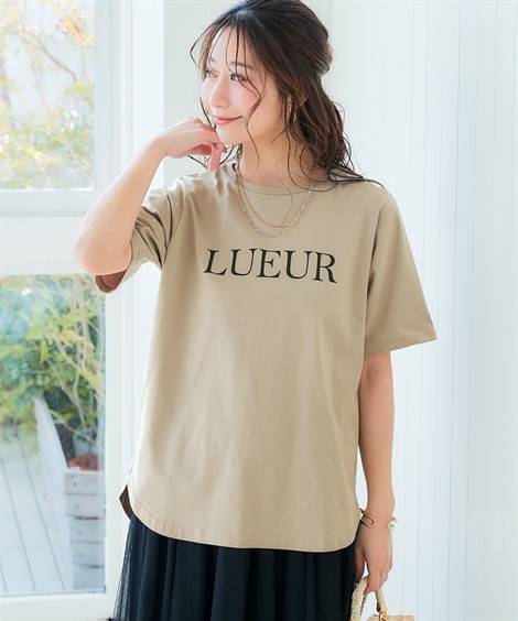 ニッセン（nissen） レディース 吸汗速乾 裾ラウンド プリント Tシャツ