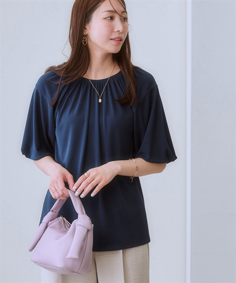 Tシャツ カットソー レディース ひんやり 接触冷感 バルーンスリーブ トップス 夏 S/M/L/LL ニッセン nissen | ニッセン | 04