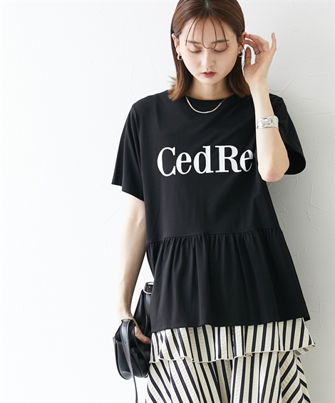 Tシャツ カットソー レディース ペプラムロゴ プリント 接触冷感 UVカット 夏 S/M/L/LL...