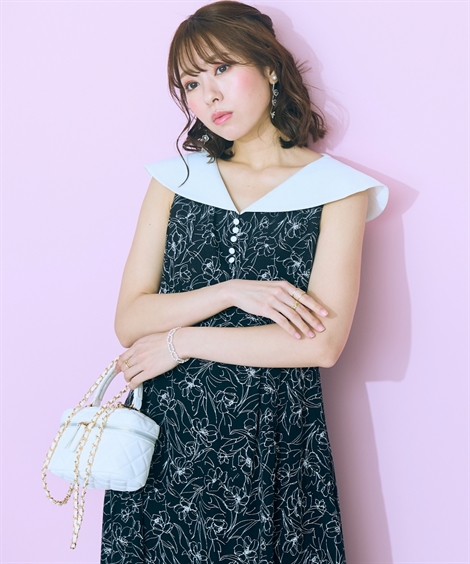 ワンピース ロング マキシ 大きいサイズ レディース フラワー プリント デザイン marun ひざ下 L/LL/3L/4L/5L ニッセン nissen_2