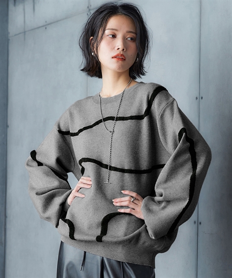ニット セーター アート柄ジャガードニット 「Soiunique」 レディース アート柄ジャガードニット ［Soiunique］（ニット/セーター