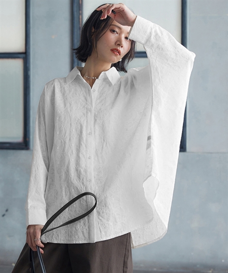 ペイズリー柄☆ガーゼ素材【KITH】シャツとパンツのセットアップ ニッセン シャツ レディース ペイズリー柄 刺繍 デザイン