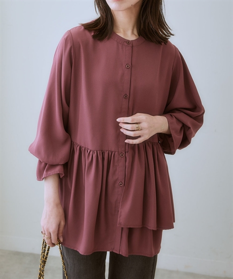 さいと２０個 ニッセン（nissen） レディース アシンメトリーギャザー ブラウス 春