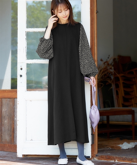 ニッセン（nissen） ワンピース ロング マキシ レディース 異素材使い