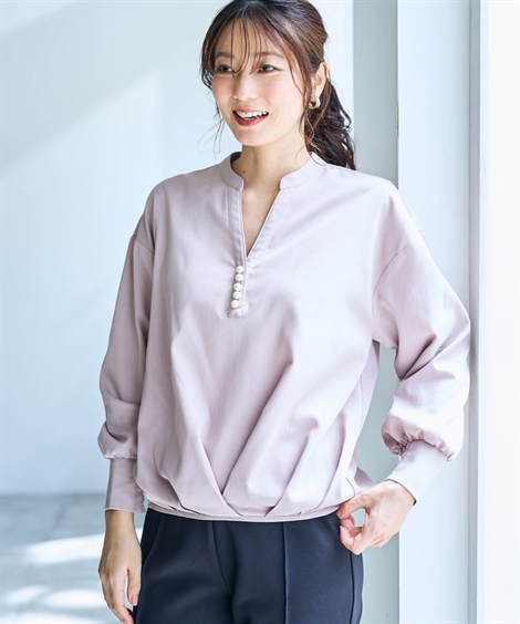 シャツ ブラウス レディース パール調ボ タンス キッパータック OtonaSMILE M/L ニッセン nissen | ニッセン | 02
