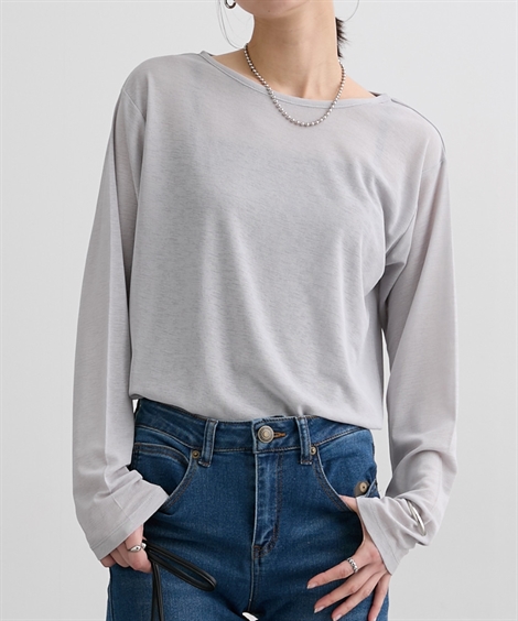 ニッセン Tシャツ カットソー レディース スラブシアー トップス