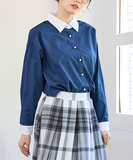 極美品 23区 大きいサイズ48 パールボタン ビックシルエットシャツ 5L 極美品 23区 大きいサイズ48 パールボタン ビックシルエット