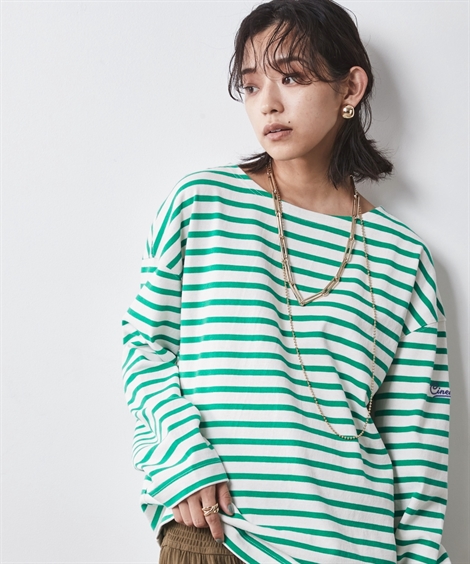 Tシャツ カットソー 大きいサイズ レディース 綿100％ ボーダー プルオーバー シックス タイル 6L/8L/10L ニッセン nissen ニッセン Tシャツ カットソー 大きいサイズ レディース 綿100