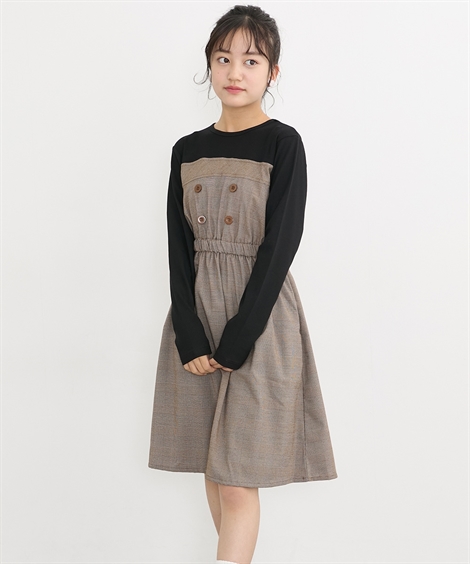 toccaトッカ　キッズ　子供　ニットドッキング　ブラック　ワンピース160cm toccaトッカ キッズ 子供 ニットドッキング ブラック ワンピース