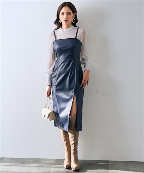 ニッセン（nissen） ジャンパースカート レディース フェイクレザー