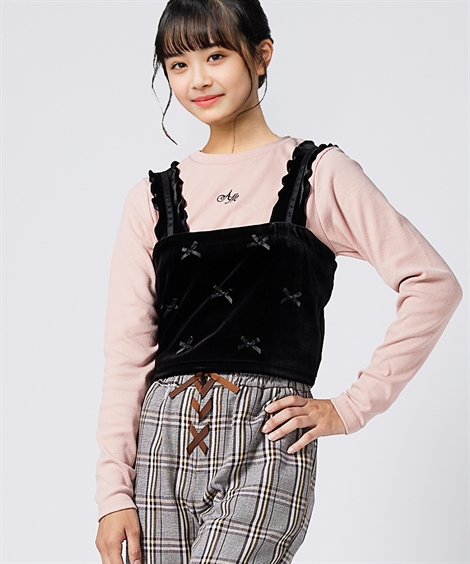 ニッセン（nissen） Tシャツ 子供服 キッズ 2点セット ベロアリボン