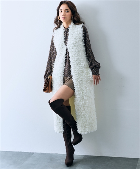 ニット セーター 大きいサイズ レディース ロング ジレ ERES BELLA 冬 5L/6L ニッセン nissen ニッセン（nissen） ニット セーター 大きいサイズ レディース ロング