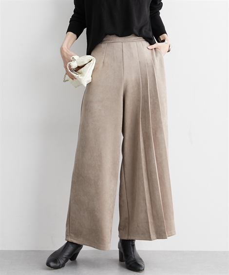 ニッセン（nissen） ワイドパンツ レディース スエードポンチ素材