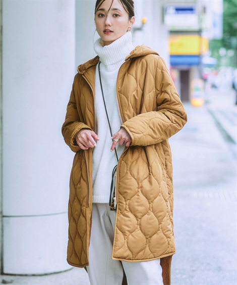 ニッセン（nissen） レディース 2WAYウェーブキルト裏ボアフーデット