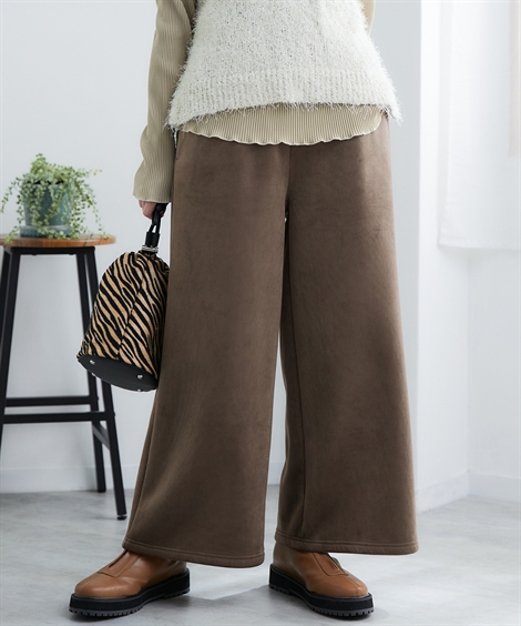 ニッセン（nissen） ワイドパンツ 大きいサイズ レディース 裏フリース