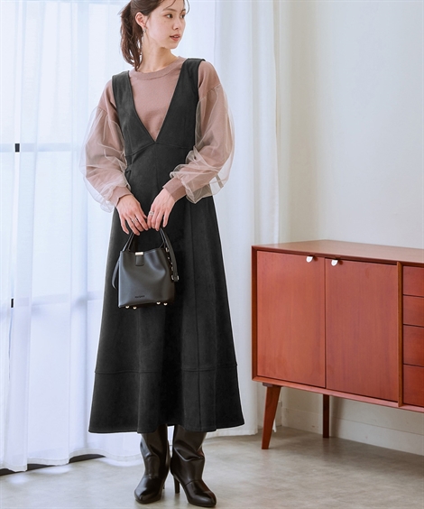 スエードジャンパースカート ブラック LL 【公式通販】