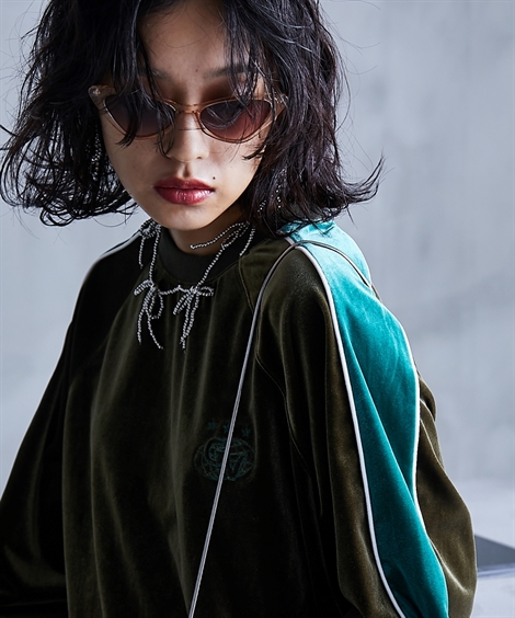 ニッセン Tシャツ カットソー レディース 配色ラインベロア プル